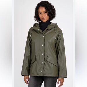 ILSE JACOBSEN Olive Green Women's Hooded Jacket NWT size 8